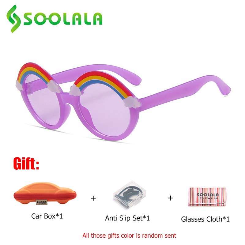 Kính Râm SOOLALA Gọng Tròn Trang Trí Hình Cầu Vồng Nhiều Màu Tùy Chọn Bảo Vệ Mắt Cho Bé Trai Và Bé Gái