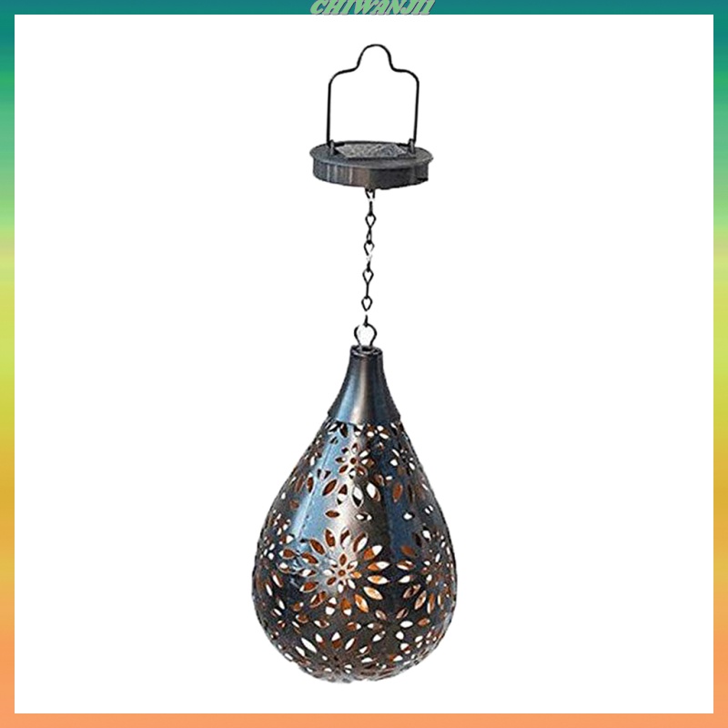 [CHIWANJI1]Solar Light Garden Hanging Lamp Outdoor Patio Lantern Waterproof Black