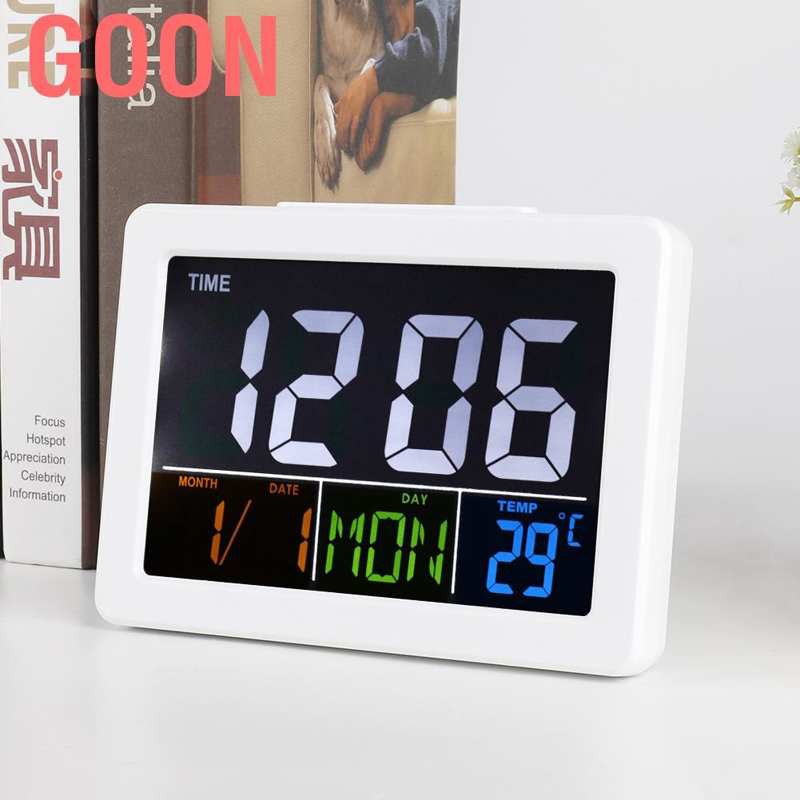 GOON Đồng Hồ Báo Thức Điện Tử Màn Hình Lcd Hiển Thị Thời Gian Và Nhiệt Độ