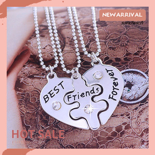 Bộ 3 dây chuyền tình bạn mặt hình trái tim khắc chữ Best Friends Forever