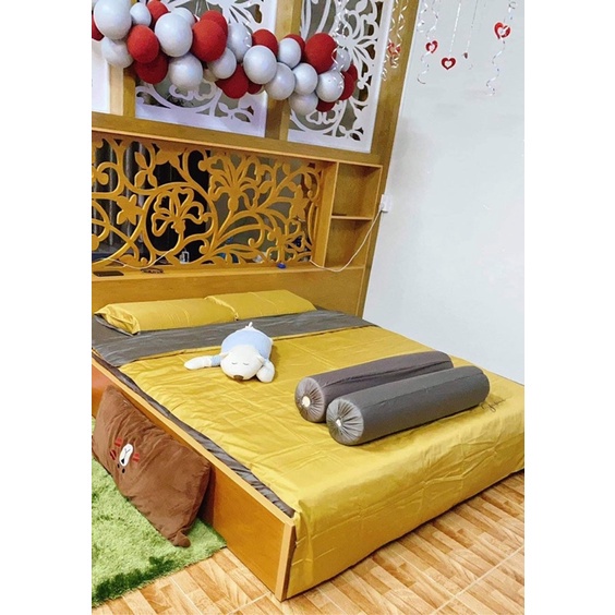 Bộ chăn ga gối lụa SUMOI nhập khẩu cao cấp, chăn ga lụa Tencel được phối màu cực kỳ đẹp, miễn phí bo chun theo yêu cầu
