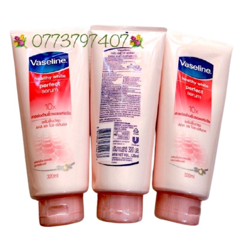 (Sale date 1/2023) Dưỡng Thể Vaseline 10X-50x  Healthy White Perfect Serum Thái lan 320ml