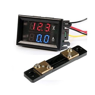 Đồng hồ đo vôn kế-ampe kế 3 dây led đỏ+xanh dương DC 0-100V/50A