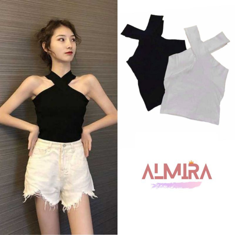 [RẺ VÔ ĐỊCH] Áo Đan Chéo Vai 2 Màu Đen Trắng, Yếm Đan Chéo Ngực