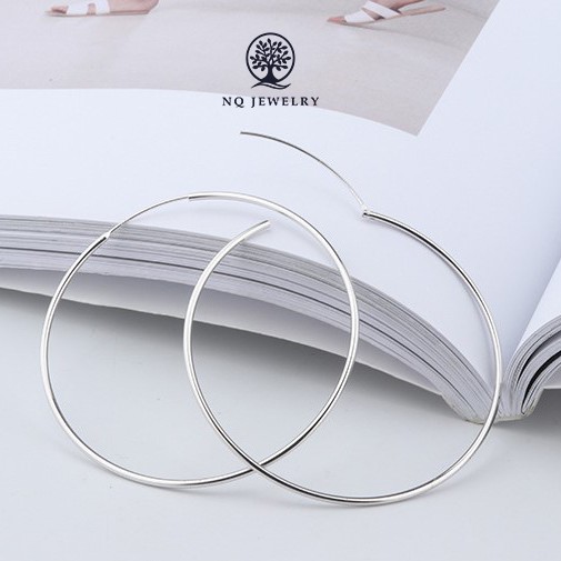 Bông tai bạc tròn lớn - Bông tai bạc NQ Jewelry