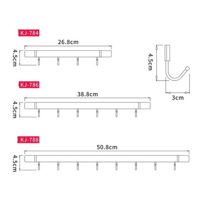 Giá móc treo thìa muỗng đa năng Inox 304 Nanichino có sẵn keo dán tường