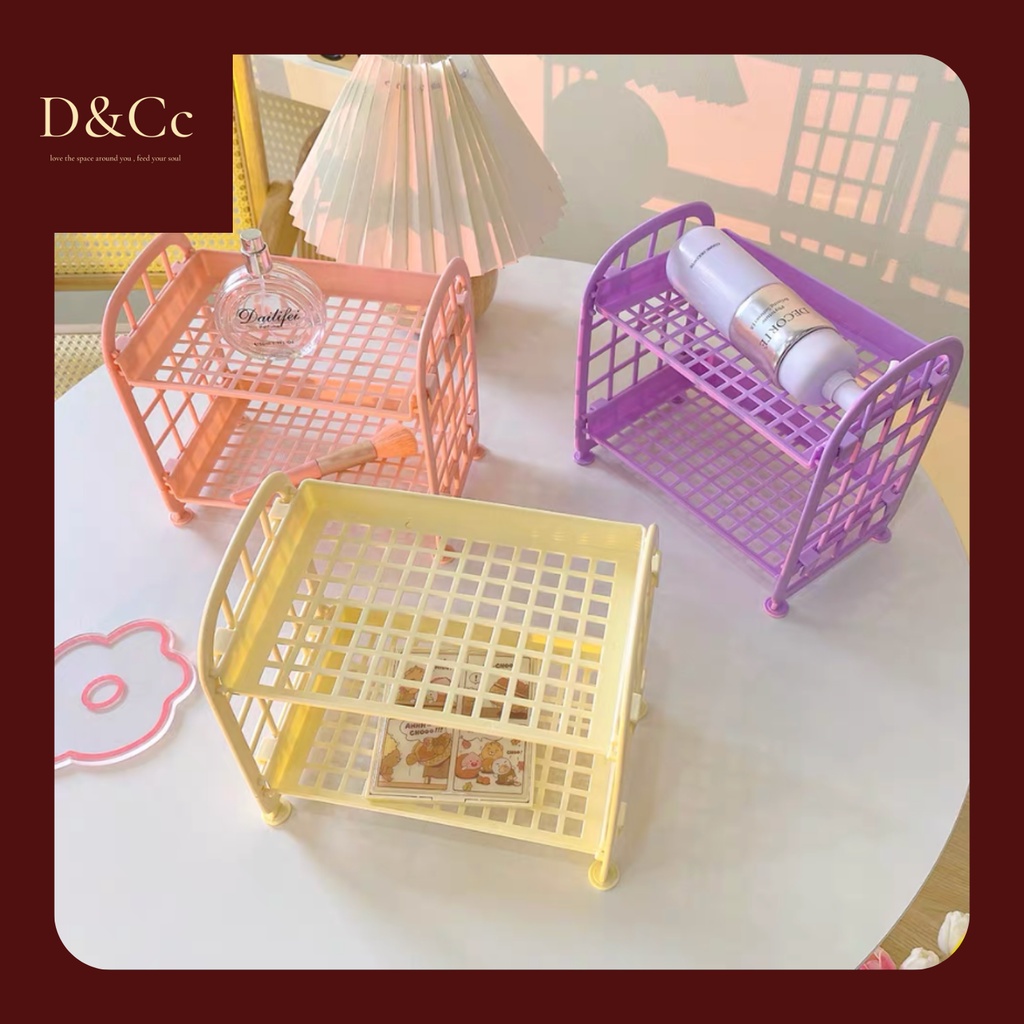 Kệ nhựa mini 2 tầng đựng đồ đa năng siêu xinh, sẵn hàng 5 màu - D&Cc