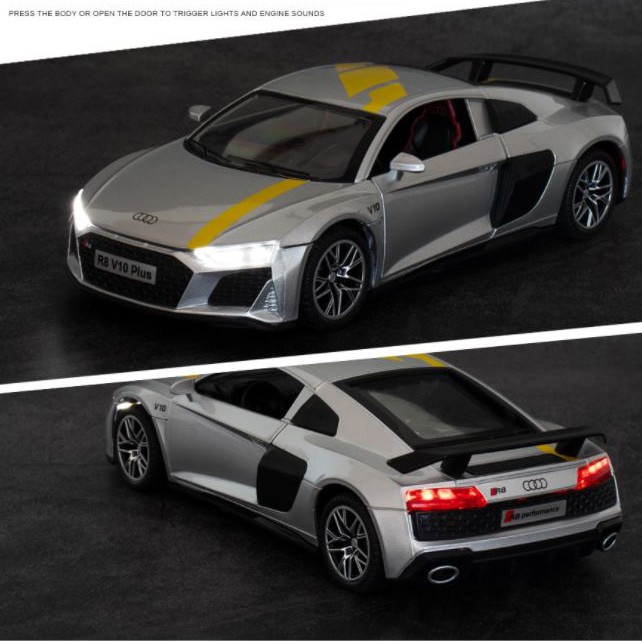 Mô hình siêu xe kim loại Audi R8 V10 Plus tỷ lệ 1:32