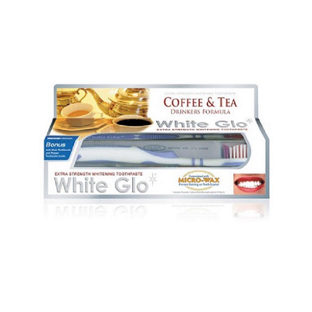 Kem đánh răng làm trắng răng White Glo 150g tặng kèm bàn chải + Tăm nha khoa