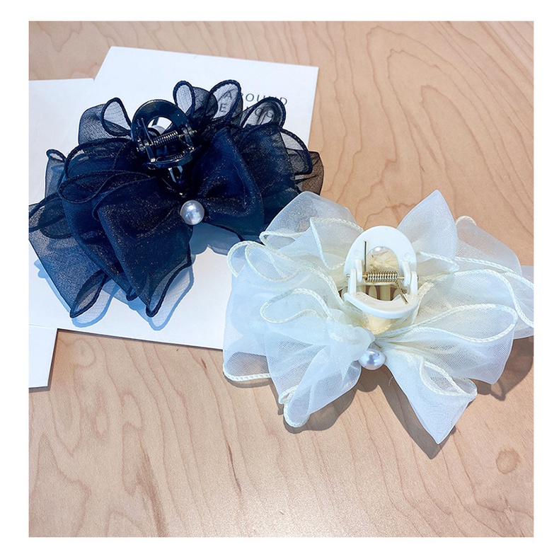 Kẹp Tóc Hình Nơ Đính Ngọc Trai Giả Phong Cách Hàn Quốc Xinh Xắn