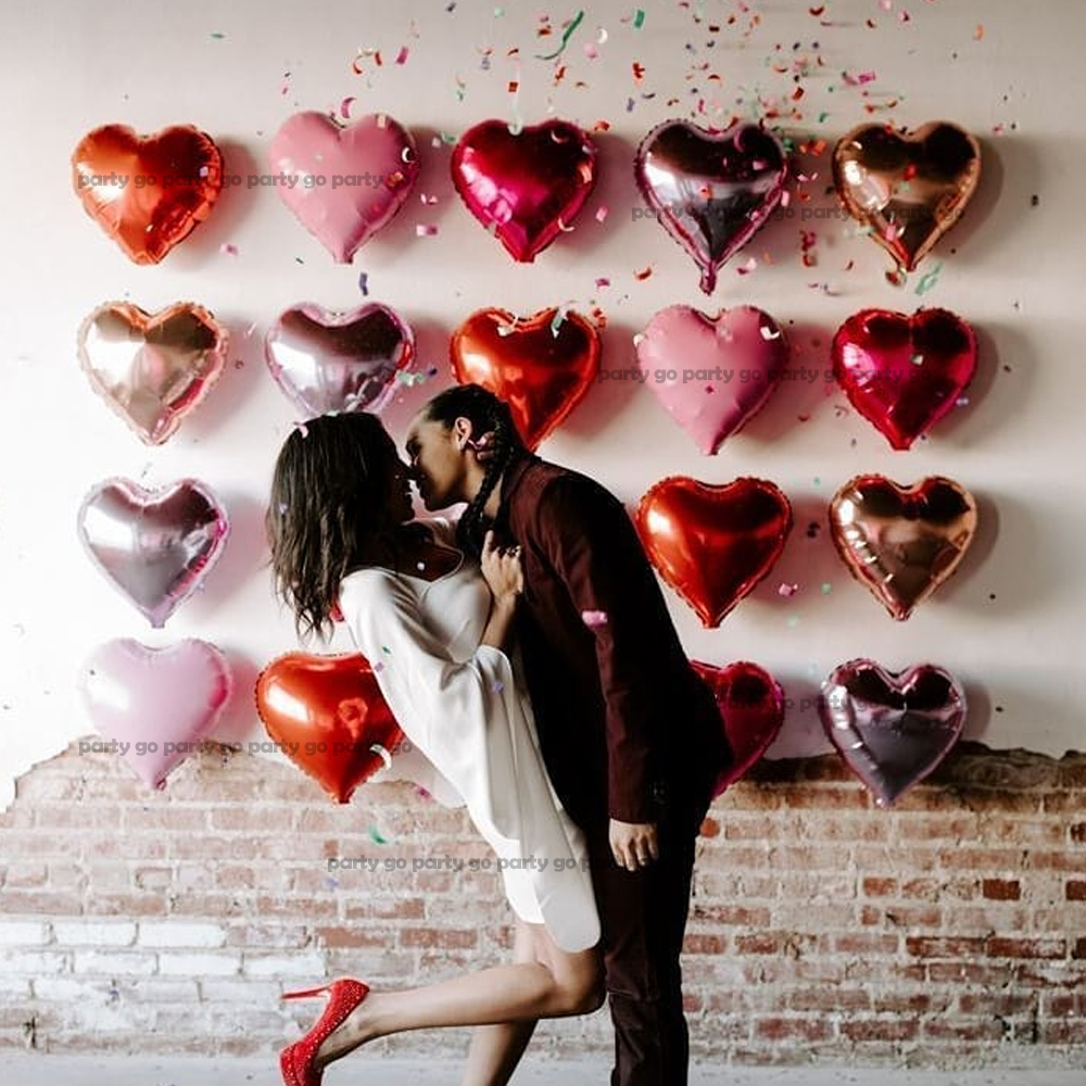 Set 50 bong bóng hình trái tim kích thước 10 inch dùng để trang trí bữa tiệc