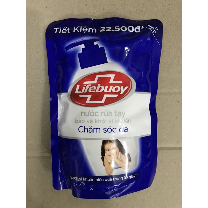 Nước rửa tay lifebuoy chăm sóc da ( xanh ) Túi 450g