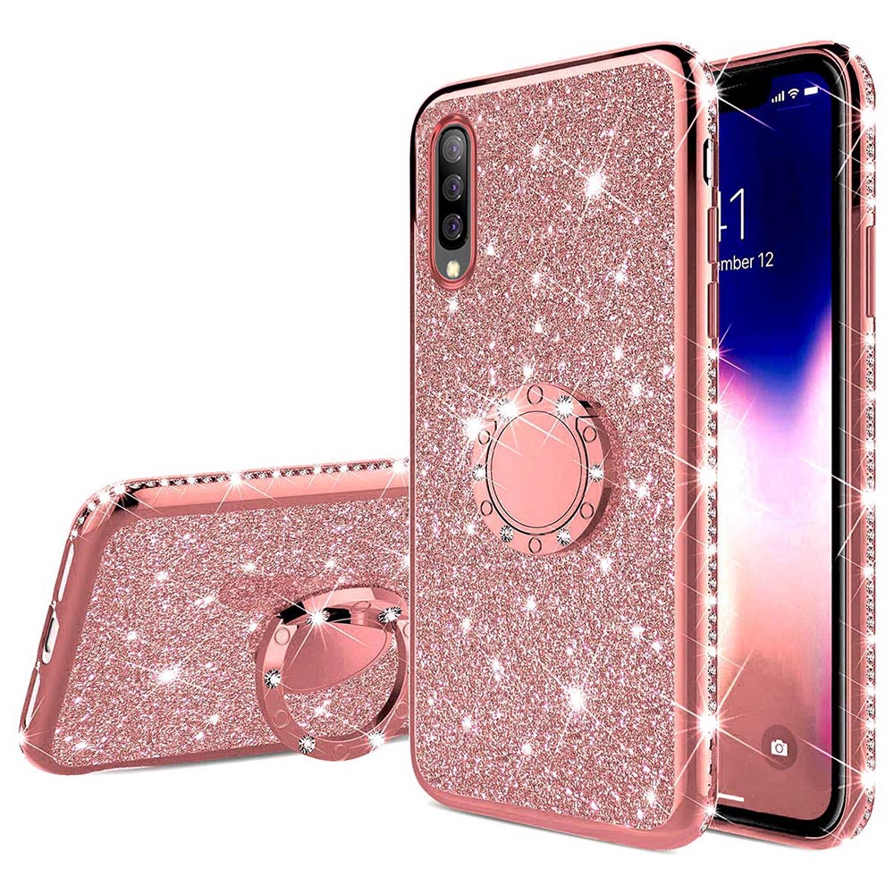 Samsung Galaxy A7 A6+ A6 A8 A8+ A9 2018 A7 A5 2017 A9S Luxury Diamond Rhinestone Glitter Holder Ring Soft Silicone Shockproof Case Cover thtupp11 case