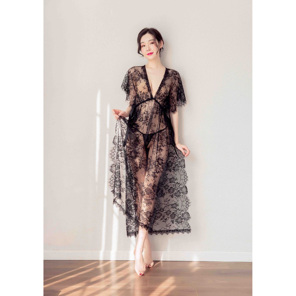 Đầm ngủ ren xuyên thấu Nữ bá tước xẻ tà siêu gợi cảm L370 | BigBuy360 - bigbuy360.vn