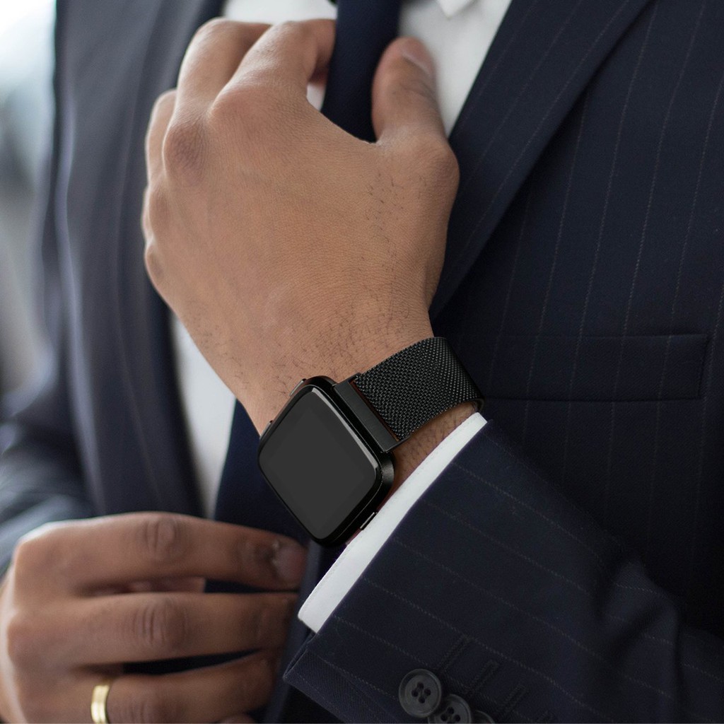Milan Nice Magnetic Loop Stainless Steel Band Strap for Fitbit Versa Smart Watch