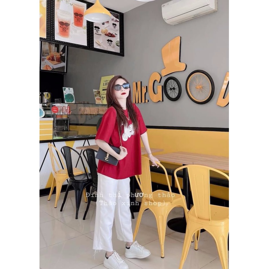 Set Jest nữ quần ống rộng áo thun tay lỡ unisex, Bộ đồ nữ mùa hè form rộng ulzzang