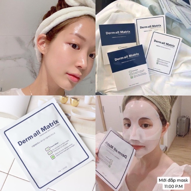 Mặt nạ tái sinh da chỉ sau 1 đêm Derm All Matrix-Hộp 4 miếng giá bằng 1 buổi spa