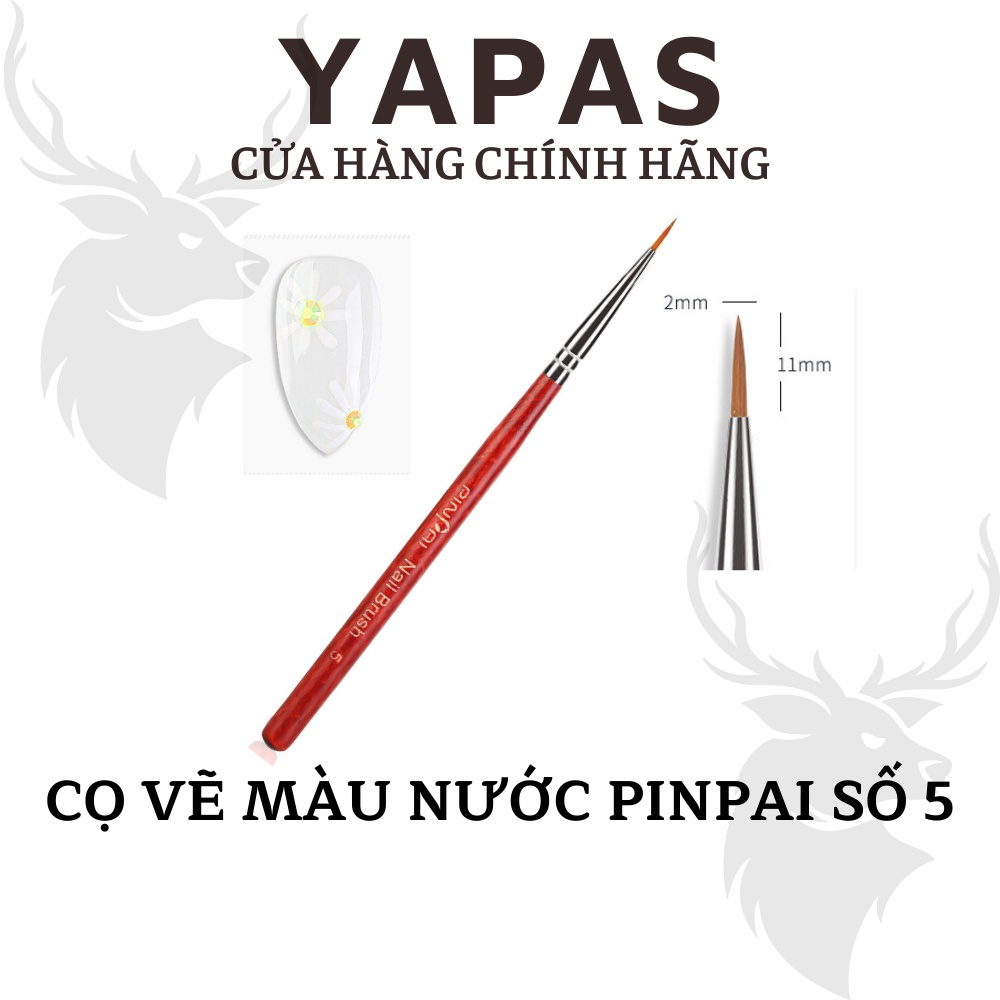 Cọ vẽ màu nước nail nét đậm Yapas Pinpai số 5 , Cọ lông vẽ cánh hoa và nhị hoa trang trí móng