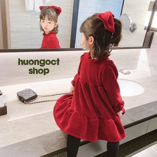 Set váy nhung kim sa đỏ kèm nơ xinh cho bé gái GV135