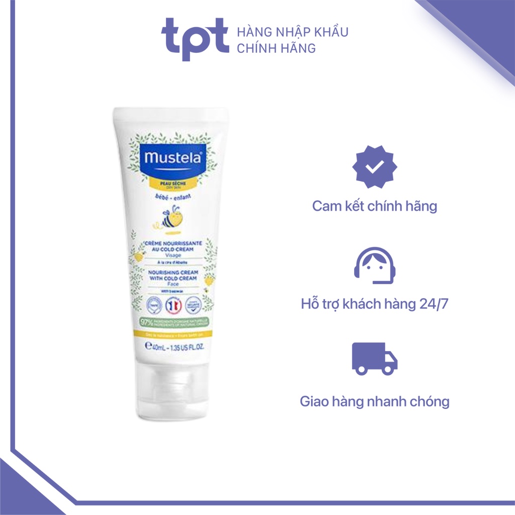 Kem Dưỡng Da Mặt MUSTELA Cho Trẻ Sơ Sinh & Em Bé Da Khô - Nourishing Cream with Cold Cream Mustela 40ml