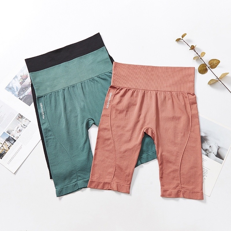 Quần Legging Thể Thao Lưng Cao Năm Điểm Mềm Mại Thoáng Khí Co Giãn Không Đường May Cho Nữ