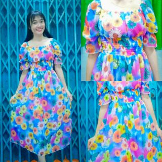 Đầm hoa nổi 90k
