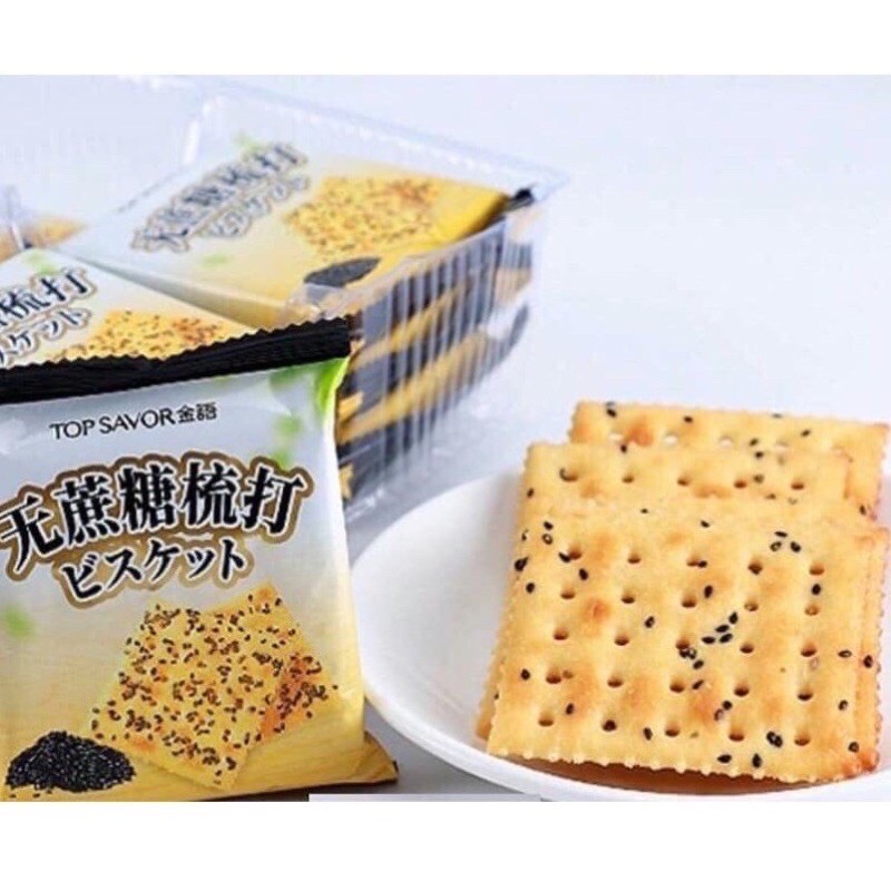 Bánh Quy Lạt Không Đường mè đen Đài Loan 380gram dành cho người ăn kiêng và tiểu đường | BigBuy360 - bigbuy360.vn