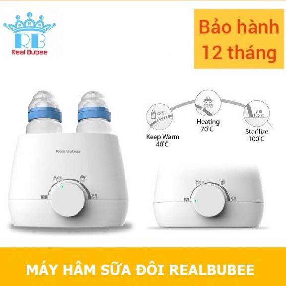 Máy Hâm Sữa Tiệt Trùng Đa Chức Năng Real Bubee - Tặng Bộ Dụng Cụ Vệ Sinh Và Gắp Bình Sữa