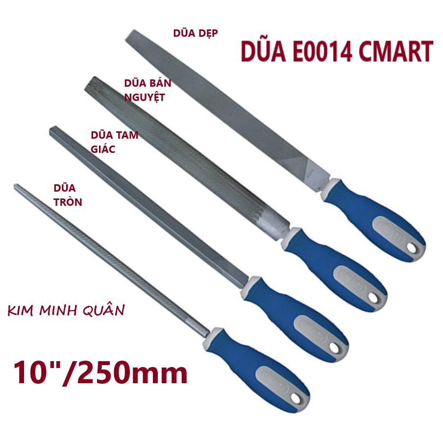 Dũa Dẹp, Tròn, Tam Giác, Bán Nguyệt  250mm/10&quot; E0014-10 CMART