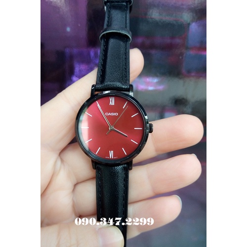 Đồng hồ Casio LTP-VT02BL-4A dành cho nữ dây da đen kết hợp với viền mạ ion đen, chống nước