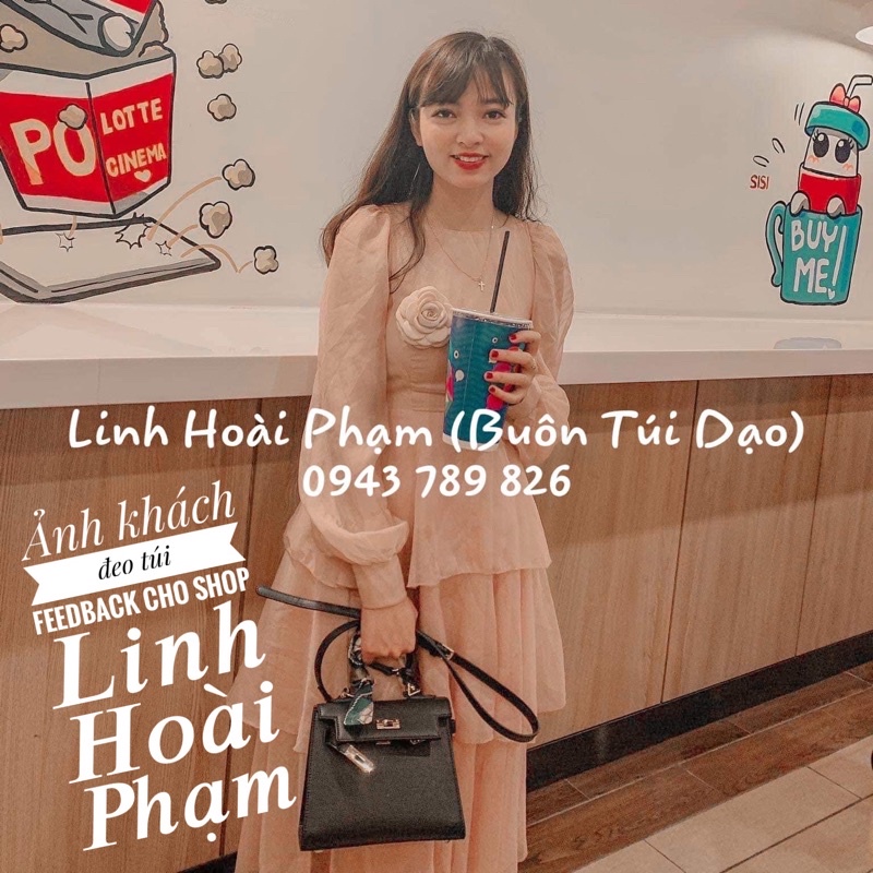 Túi hộp quai xách da togo size 20 dáng cao (ảnh thật)