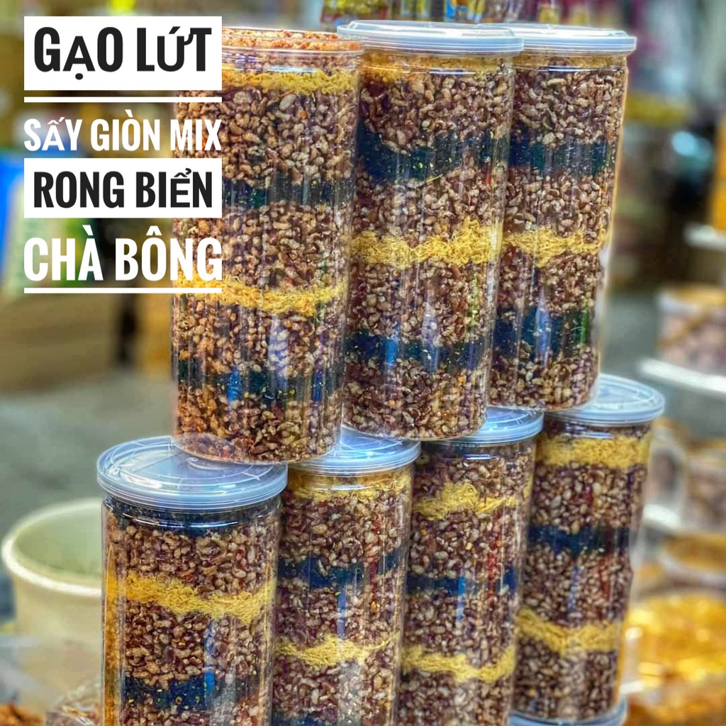Gạo Lứt Sấy Giòn Mix Rong Biển &amp; Chà Bông Ăn Liền Lon 300gr