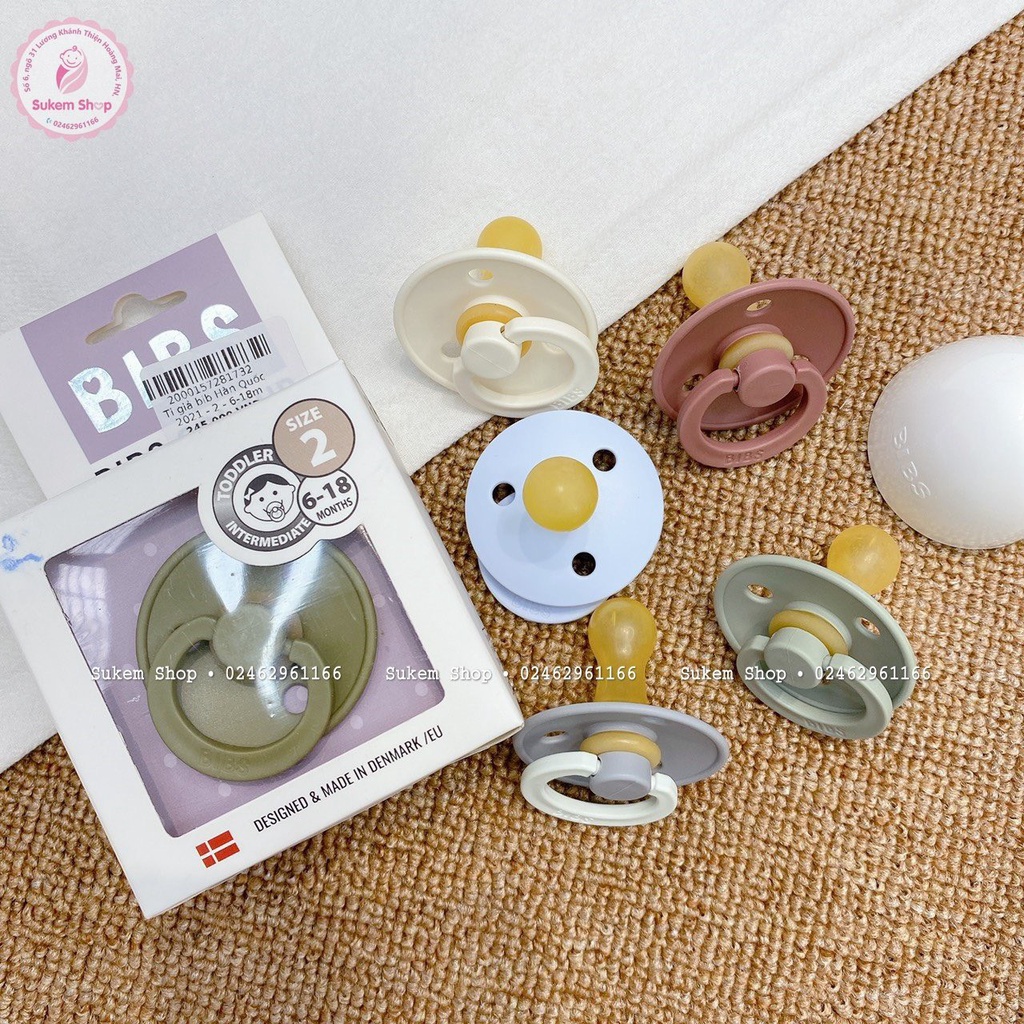 [Mã SKAMLTSM9 giảm 10% đơn 99K] [Chính hãng] Ti Giả Bibs/ Ti Ngậm Bib Cao Su Mềm Size 0-6m - TẶNG KÈM NẮP TRỨNG