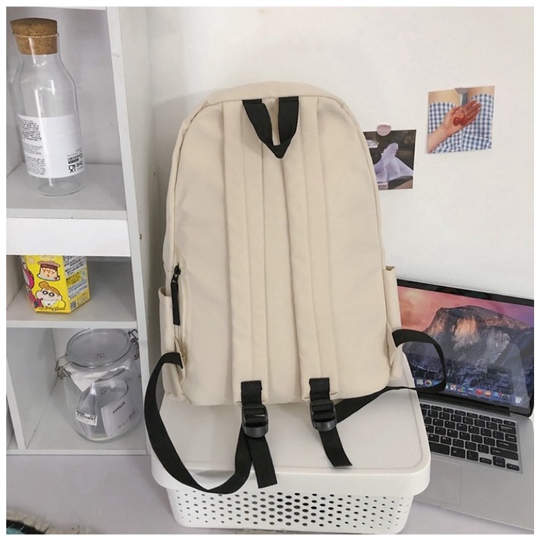 Balo nam nữ đi học chất dù phong cách trơn  cặp ulzzang Basic kiểu dáng hàn quốc tặng kèm sticker