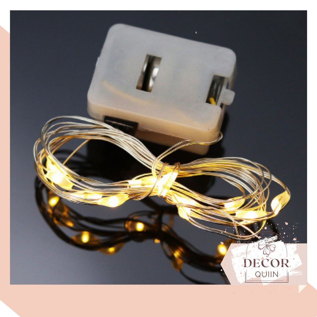 [Ảnh thật video] Đèn LED dây fairylight 1m chạy pin có công tắc 3 chế độ decor trang trí nhà cửa LED đom đóm màu vàng ấm