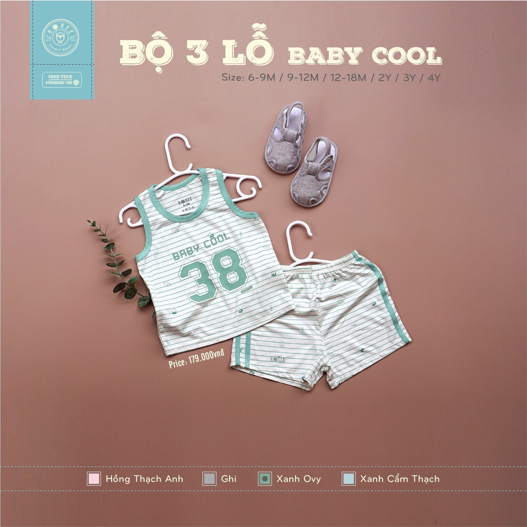 Bộ ba lỗ HRNEE vải sợi tre hè siêu mát bé trai bé gái cộc hè HNREE Việt nam