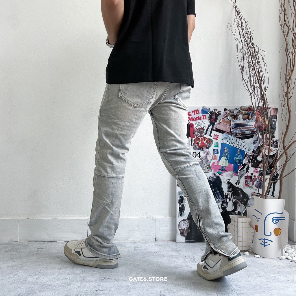 Quần Jean Nam DC, quần bò dáng slimfit co giãn khóa zip chân màu Denim Vintage - GATE6 - #4809