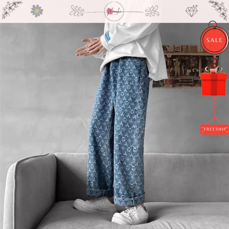 Quần Jeans LV Ống Đứng In Họa Tiết Phong Cách Hàn Quốc Size S,M,L,XL,XXL | BigBuy360 - bigbuy360.vn