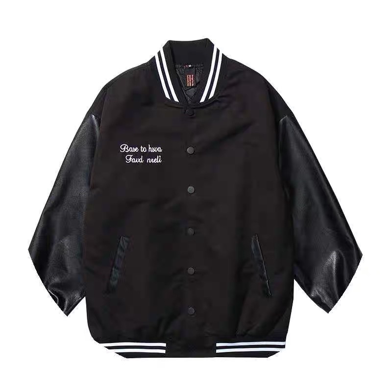 ÁO BOMBER KAKI PHỐI TAY DA CHỮ THÊU UNISEX NAM NỮ (kèm ảnh thật)