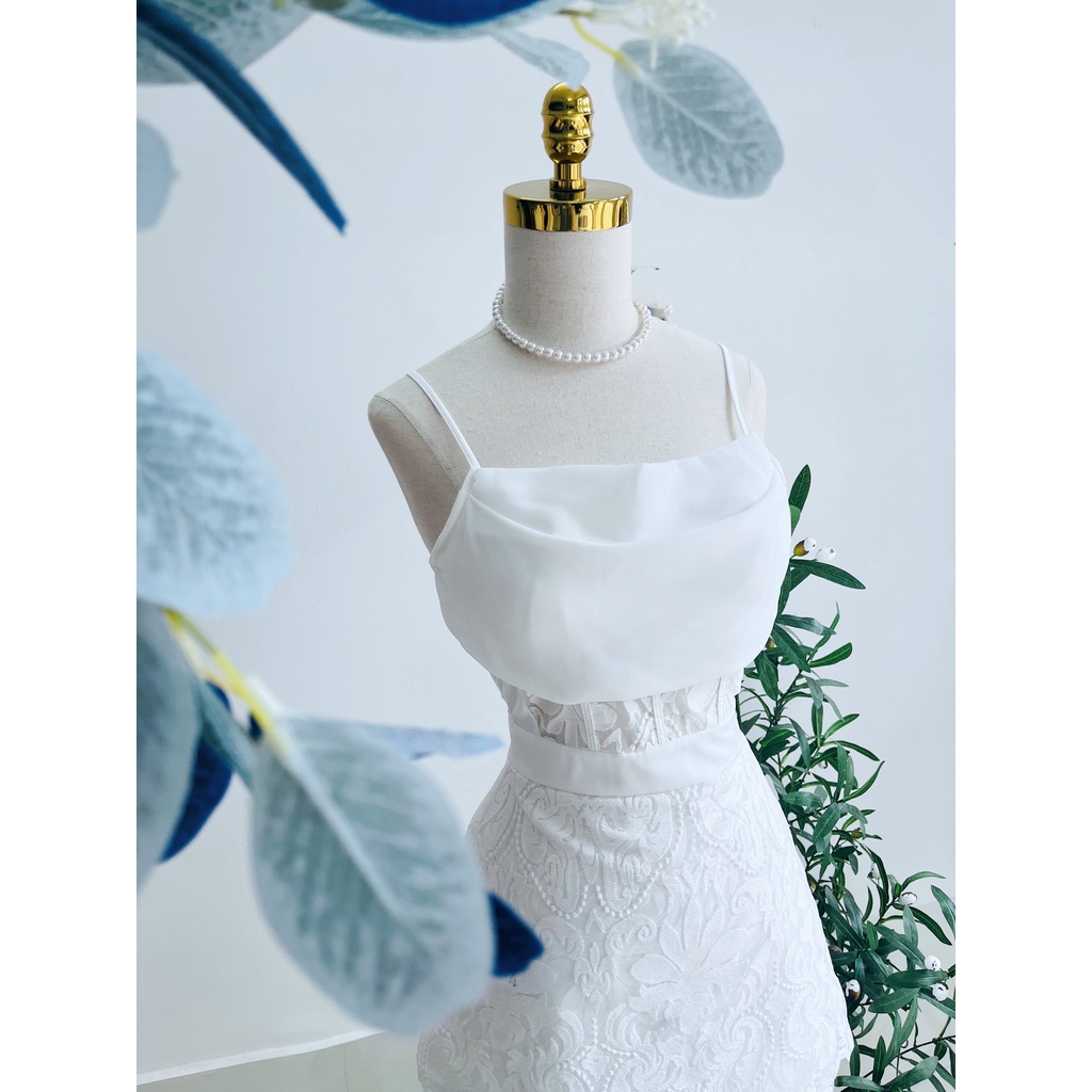 Đầm Hani hai dây phối ren sành điệu đi tiệc