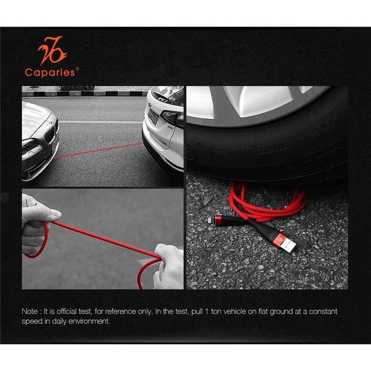 Cáp Sạc CAPARIES RED Line V1 Dài 1M - CPRREDV1 - Quick Charge 3.0, Hổ trợ 18W, Dù 6 lớp