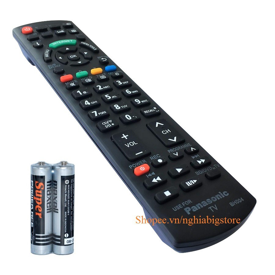 Remote Điều Khiển Internet TV , TV LED, TV 3D Panasonic BH004  (Kèm pin AAA Maxell)