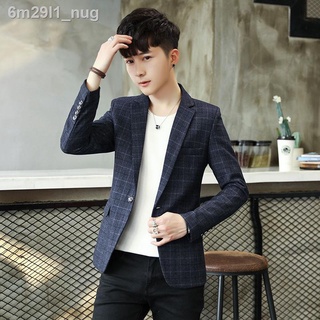 [Ảnh thật/Sẵn] ✱Bộ đồ nam mùa thu và đông năm 2021 mới phong cách hàn quốc mỏng kẻ sọc nhỏ phù hợp với xu hướng trẻ áo k