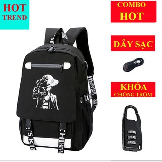Balo nam nữ đi học thời trang Luffy Phong Cách Mới, ĐỘC ĐÁO,Sẵn Cáp Sạc, Khóa Số Chống Trộm - BL74