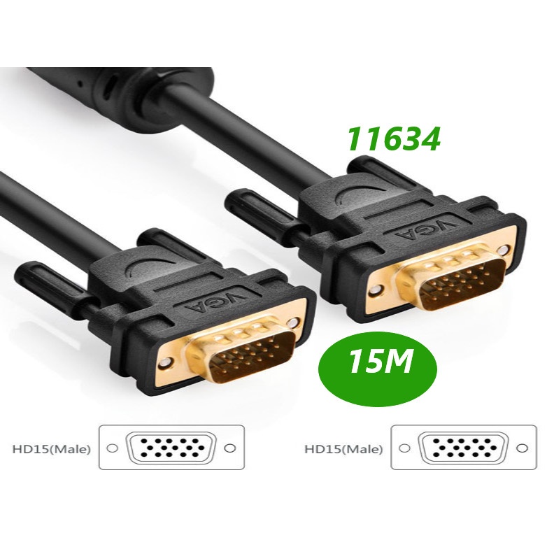 Cáp VGA 15M cho Màn Hình, Máy Chiếu Ugreen 11634 Cao Cấp - Hàng chính hãng