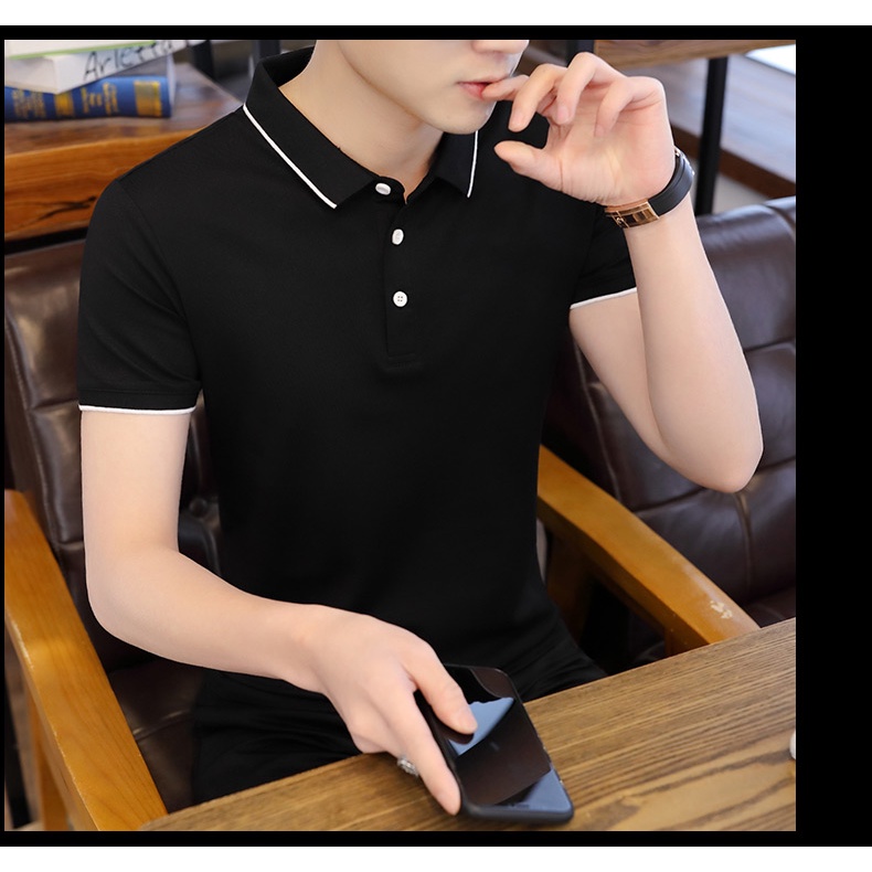 Áo Polo Nam Viền Tay Phong Cách Unisex Hai Màu Chất Liệu Cotton Cá Sấu Cao Cấp - AC120