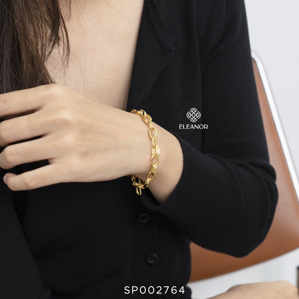 Lắc Tay Bạc Nữ Eleanor Mắt Xích Tròn Cá Tính, Phong Cách Thời Trang Hàn Quốc