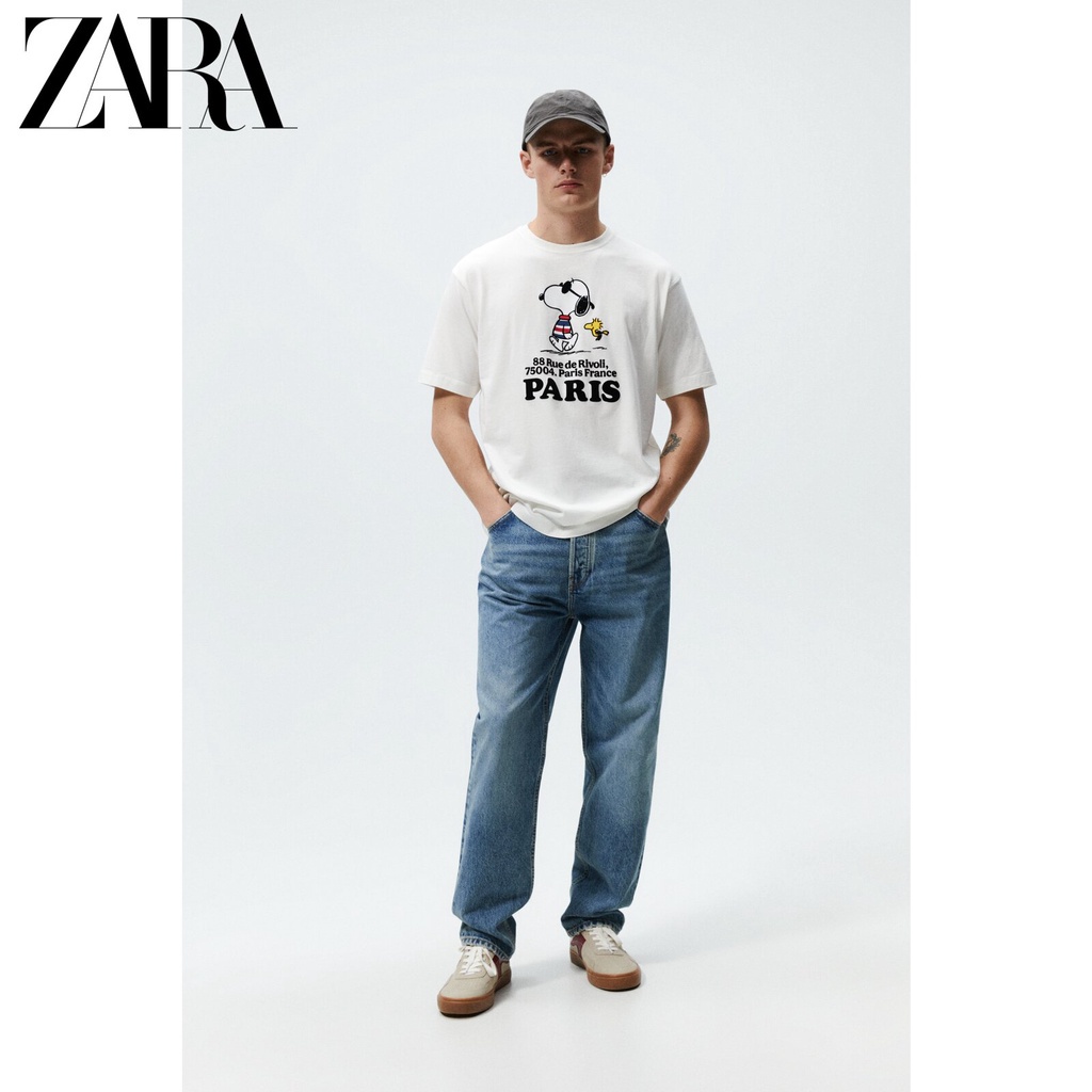 Áo Thun Cotton Ngắn Tay In Họa Tiết ZARA Cá Tính Cho Nam 6224420 251