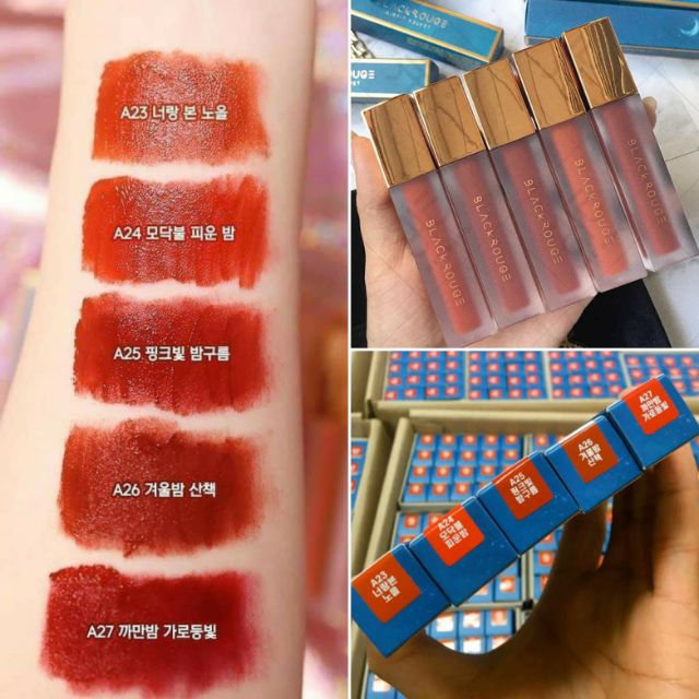 Son Kem Lì Black Rouge Air Fit Velvet Tint Ver 5 - Night Series - A26 Nâu  trầm pha cam mẫu mới 2023