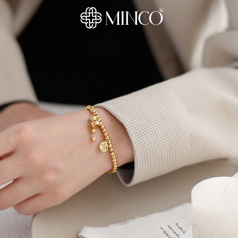 Lắc Tay nữ Minco Accessories chuỗi bi hồ lô vàng phụ kiện thời trang đẹp sang trọng VT56